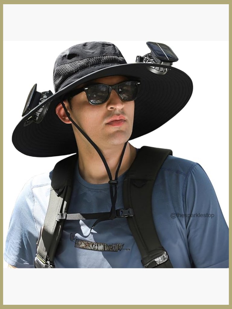 Solar Fan Bucket Hat Upf 50+ Wide Brim Outdoor Fishing Beach Hat